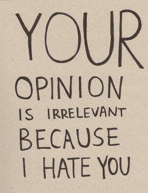 Your opinion is irrelevant because I hate you.