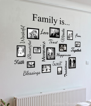 Family quote words & photo frame collage