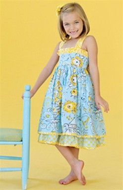 Jelly the Pug *POEM SASSY DRESS* Blue Flower Print Dress w/Yellow ...