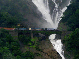 Amazing railroad track located near Dudhsagar Falls, India. One of the ...