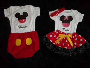 shirt Minnie Mickey Mouse boy twins girl 1st Birthday onesie little ...