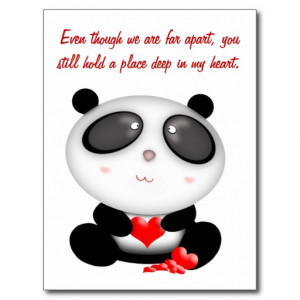 Cute Kawaii Cartoon Valentine's Panda Bear Postcard