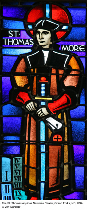 Thomas More Stained Glass Window at St. Thomas Aquinas Center, ND