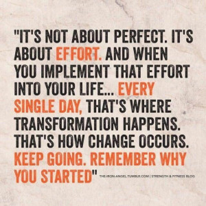 every single day its not about perfect. it's about effort. And when ...