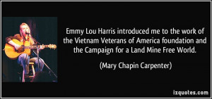 Emmy Lou Harris introduced me to the work of the Vietnam Veterans of ...