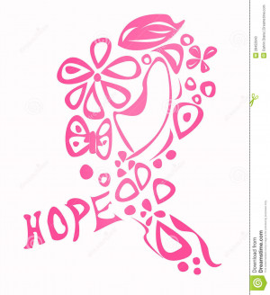 Pink breast cancer awareness ribbon made of different shapes and the ...
