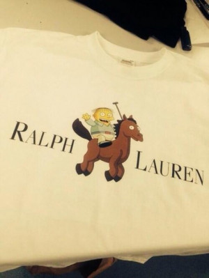 shirt ralph lauren white funny quote quote on it shirt the simpsons ...