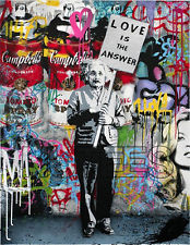 Banksy T-Shirt Einstein Love is the Answer Mens Ladies T-Shirts Tops ...