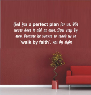 Vinyl Decal - God's Perfect Plan - Inspirational Quote - Wall Art