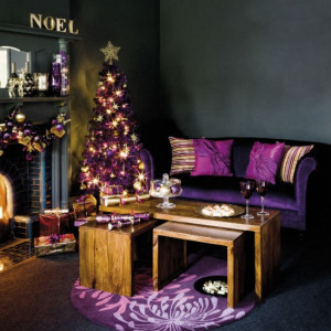 ... pop of purple christmas position with purple amp gold ornaments