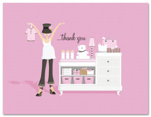 Pink Changing Table Thank You Cards are perfect for thank family and ...