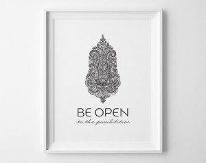 Yoga Poster, Be Open Inspirational Print, Yoga Studio Decor, Yoga ...