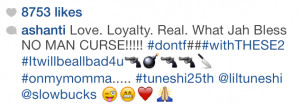 hours later ashanti posted her own quote about loyalty using her ...