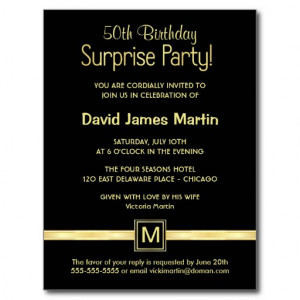 50th Birthday Surprise Party - Sample Invitations Postcard