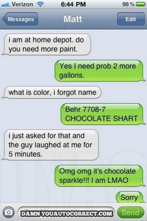 Smartphone auto-corrects and funny texts