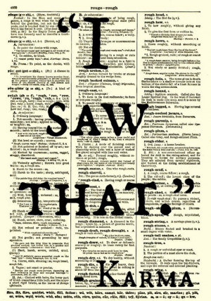 Saw That, Karma Quote, Dictionary Art Print, Wall Decor, Art Print ...