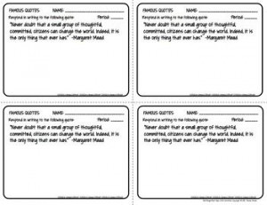 Common Core Writing Task Cards, Bell Ringers, Exit Slips: QUOTES