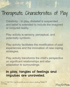 Play Therapy Quotes, Child Play Therapy, Therapeutic Characteristics ...