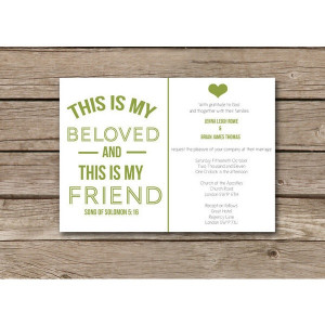 Modern Christian Wedding Invitation - This Is My Beloved Song of ...