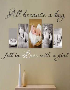 Wall Quote Decal - All Bcause a Boy Fell In Love With a Girl - Vinyl ...