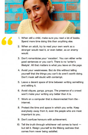 Zadie Smith 39 s 10 Rules of Writing