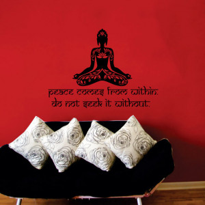 Peace comes from within Buddha Quote Yoga Lotus Flower Decals Wall ...