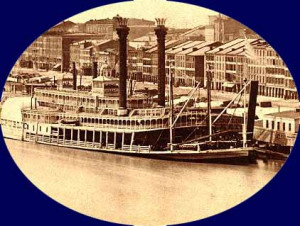 The Great Republic steamboat circa 1870 anchored at the St. Louis ...