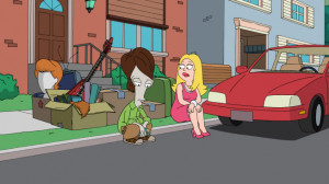 Roger and Francine sitting outside