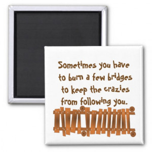 funny_quote_burn_a_few_bridges_keep_crazies_magnet ...