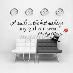 Smile+Makeup+Marilyn+Monroe+Quote+Vinyl+Wall+Stickers+Art+Mural+Home ...