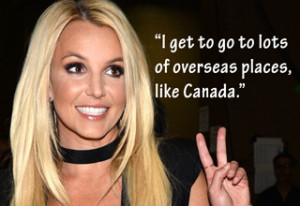 britney spears giving the piece sign with dumb quote