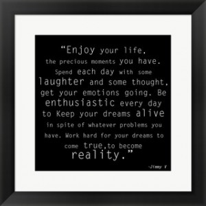 Enjoy Life, Jimmy V Quote' Framed Art