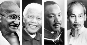 Mahatma Gandhi, Nelson Mandela, Martin Luther King and Ho Chi Min