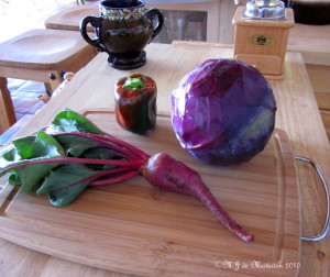 Capsicum, Beet and Red Cabbage, all Grown in M-J's Home Garden