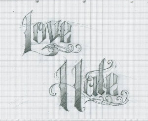 ... tattoo love hate and pain script hate love wings by love hate tattoo