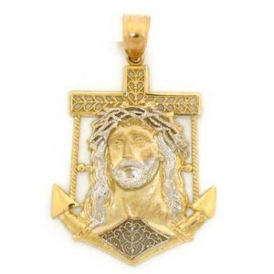 9ct Yellow Gold Jesus Cross Anchor Small Charm Pendant