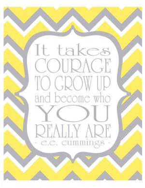 ... Grow Up - Inspirational ee cummings Quote Print - 8x10 Chevron Pattern