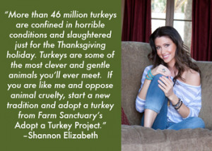 Shannon Elizabeth is the 2012 spokesperson for Farm Sanctuary’s ...