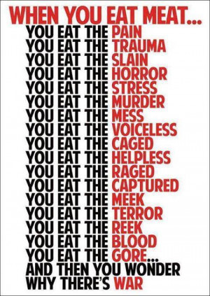 Okay, so apparently eating meat is the cause of our conflict. I wonder ...