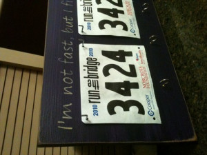 Running Race Bibs Medals Triathlon Marathon Ironman rustic board sign