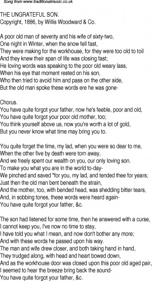 American Old Time Song Lyrics: 14 The Ungrateful Son