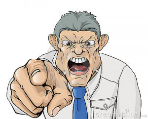Royalty Free Stock Photo: Bullying boss shouting and pointing