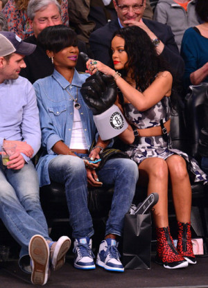 Rihanna and BFF Melissa Forde attended the Brooklyn Nets vs. Toronto ...