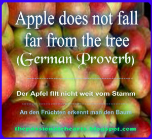 The Apple does not fall far from the tree (German Proverb)
