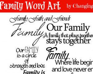 The Word Family In Different Fonts 50% off - family word art