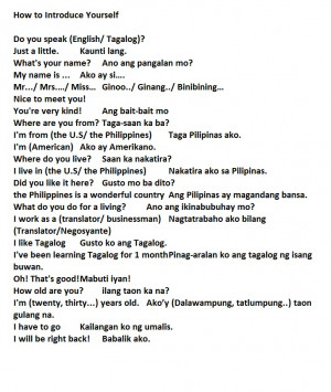 Self Introduction in Tagalog