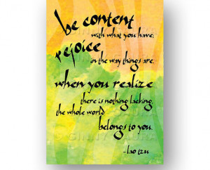 Contentment Art Quote by Lao Tzu - Printable Digital Instant Download ...