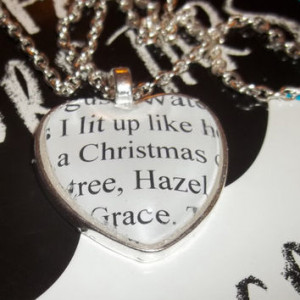 ... Quote Book Pendant Necklace, ''I lit up like a Christmas tree, Hazel