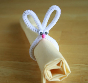Easter Bunny Napkin Holder (also could push it down flat on the napkin ...
