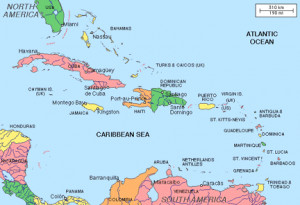 Map of Caribbean Islands and Mexico